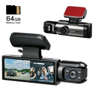 1080P Dual-record HD Car DVR Camera, Car Dashboard Video Cam with 3.16 Inch IPS Screen, Loop Recording Car DVR Camera with 64GB Memory Card